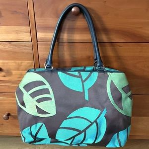 TALBOTS PALM LEAF FABRIC BAG